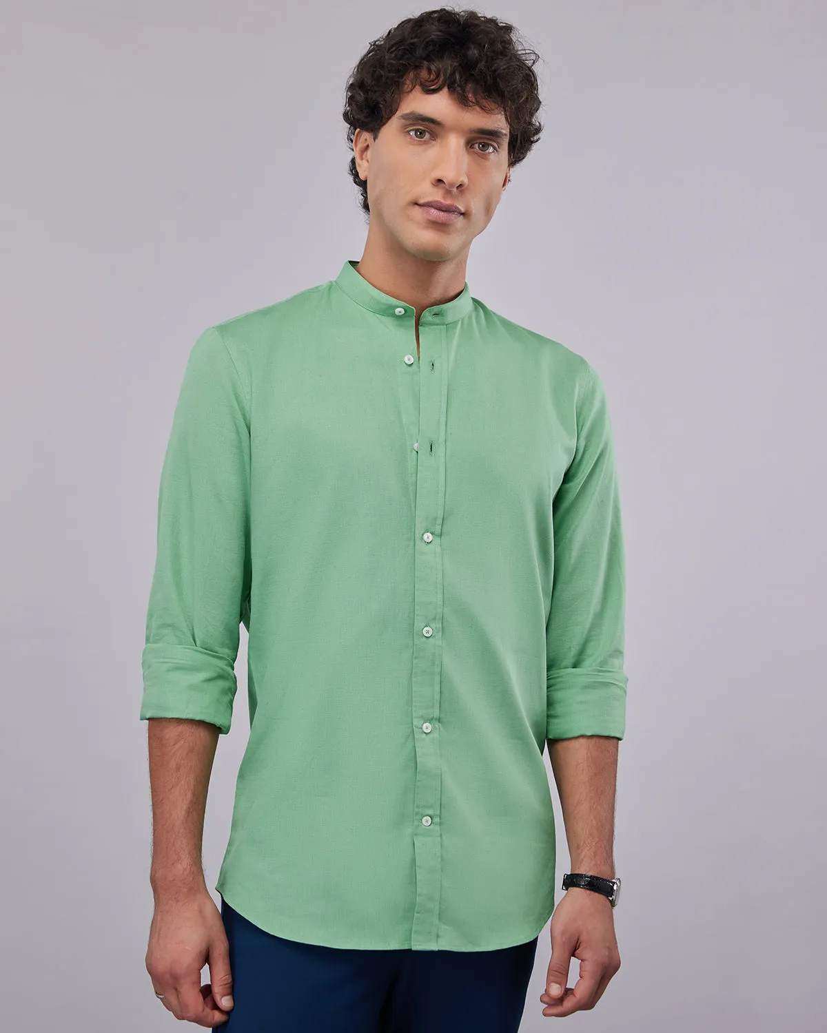 Cotton Linen Shirt - Light Green