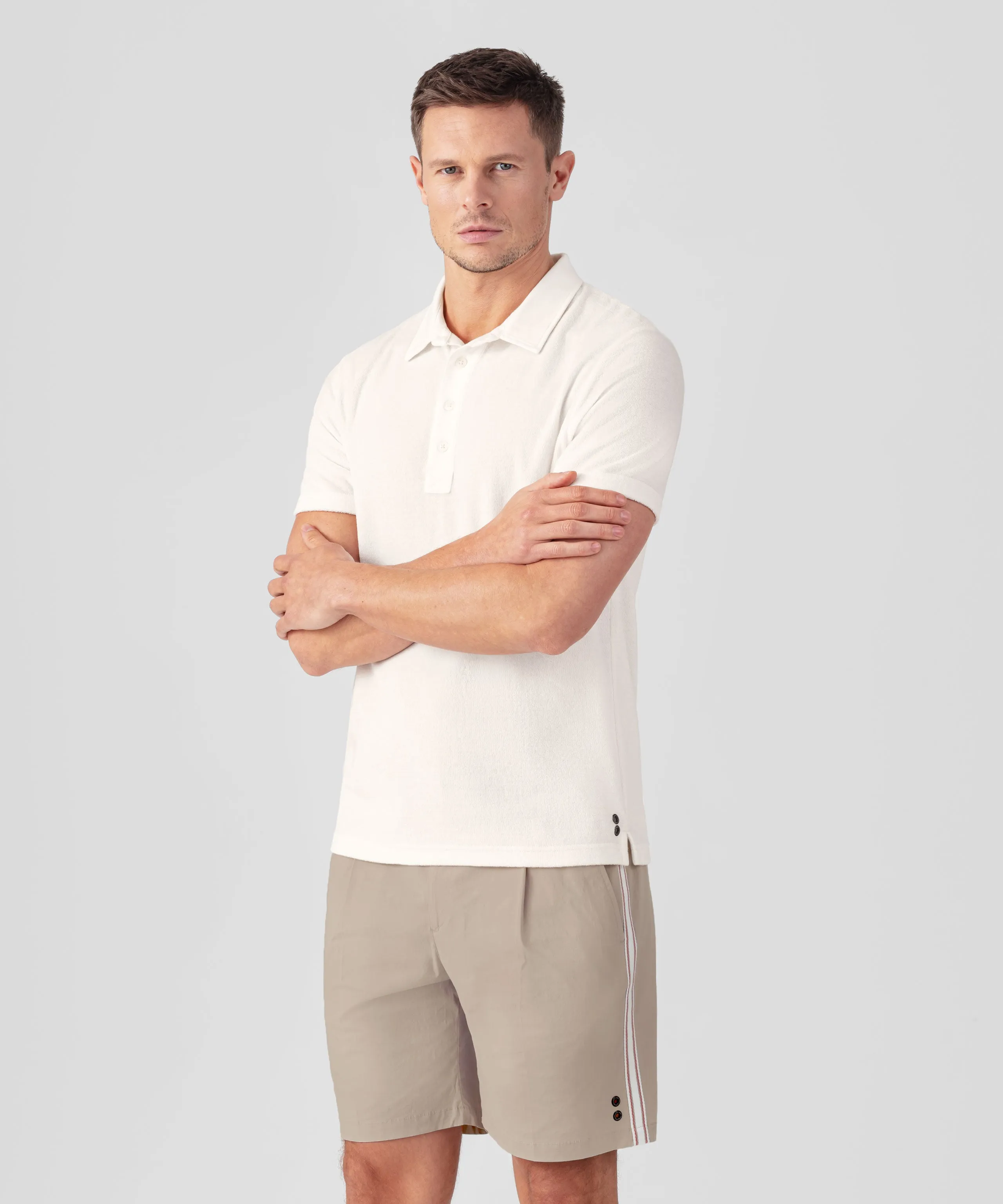 Cotton Terry Polo w. Piqué Collar: Off White