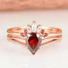 Dakota Garnet Ring Set- 14K Rose Gold Vermeil