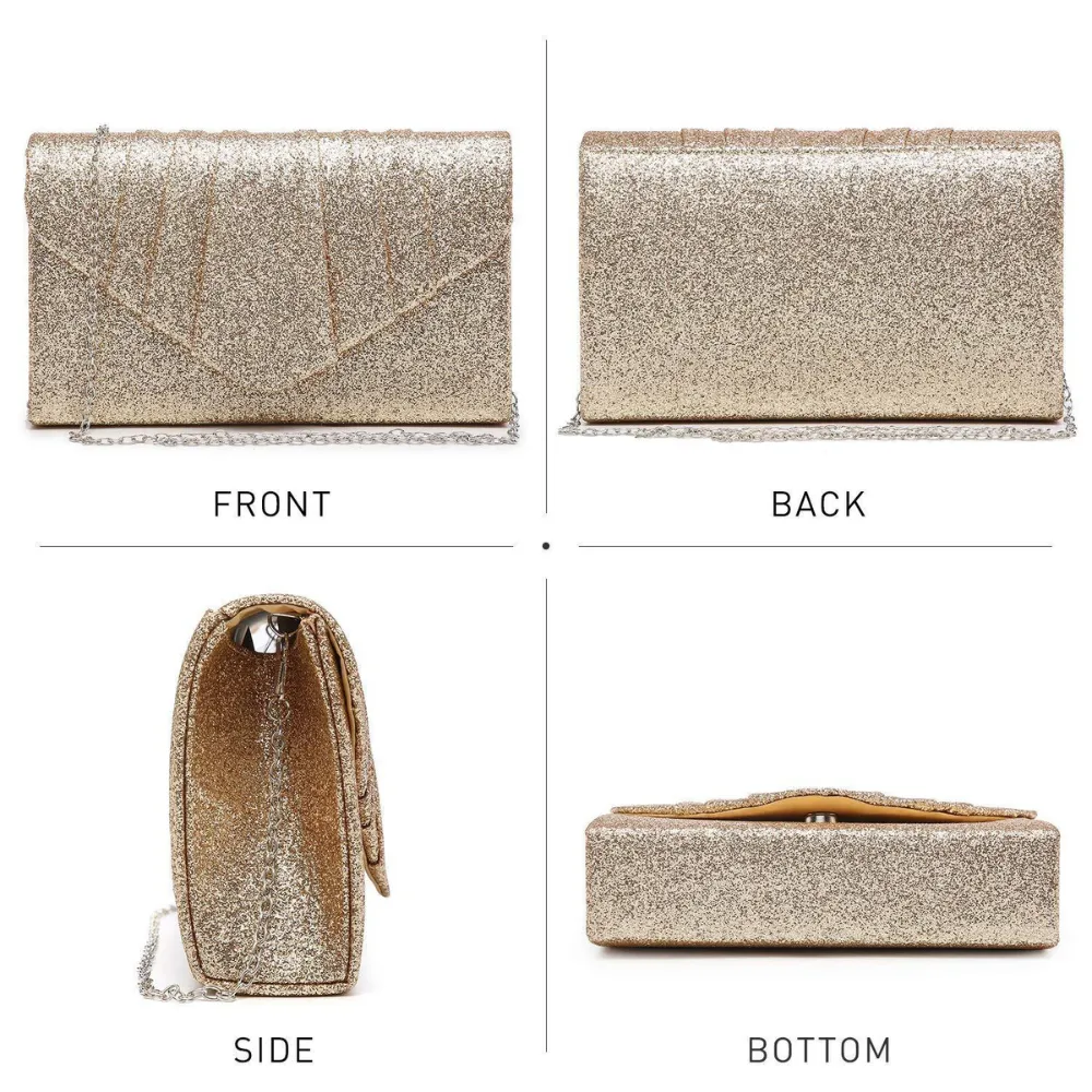 Dasein Pleated Envelope Gold Evening Clutch (Women's)