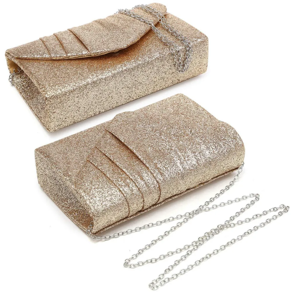 Dasein Pleated Envelope Gold Evening Clutch (Women's)