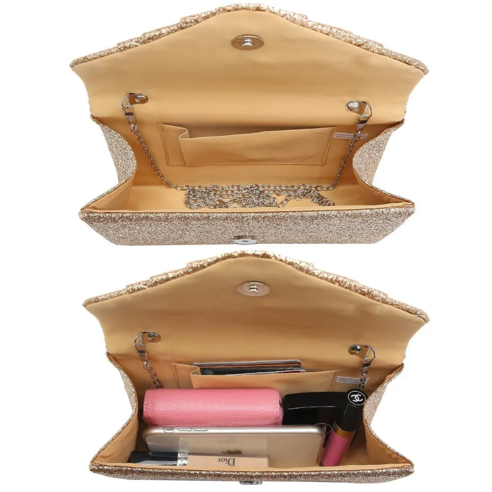 Dasein Pleated Envelope Gold Evening Clutch (Women's)