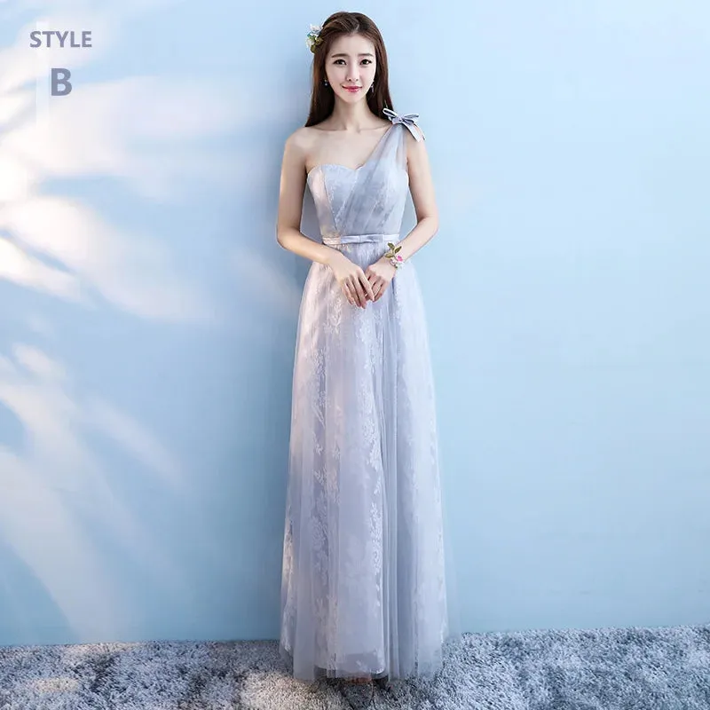 Elegant Bridesmaid Dresses for Women Blue Long Dress Tulle Appliques Wedding Banquet GownTemperament Ladies Prom Evening Dresses
