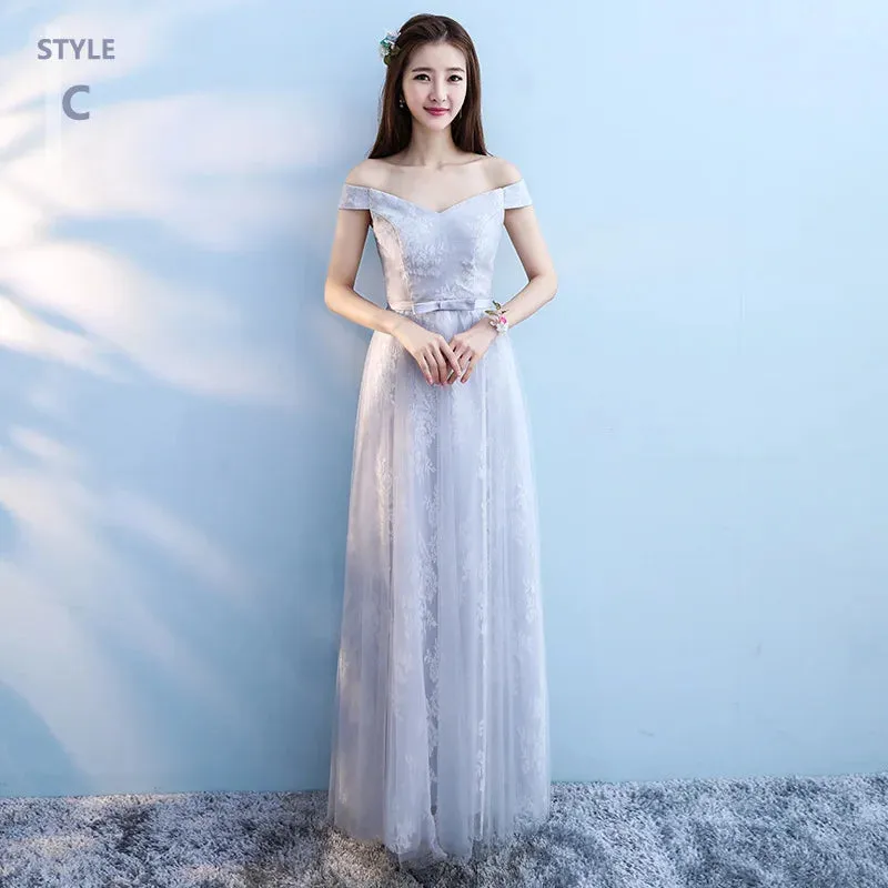 Elegant Bridesmaid Dresses for Women Blue Long Dress Tulle Appliques Wedding Banquet GownTemperament Ladies Prom Evening Dresses