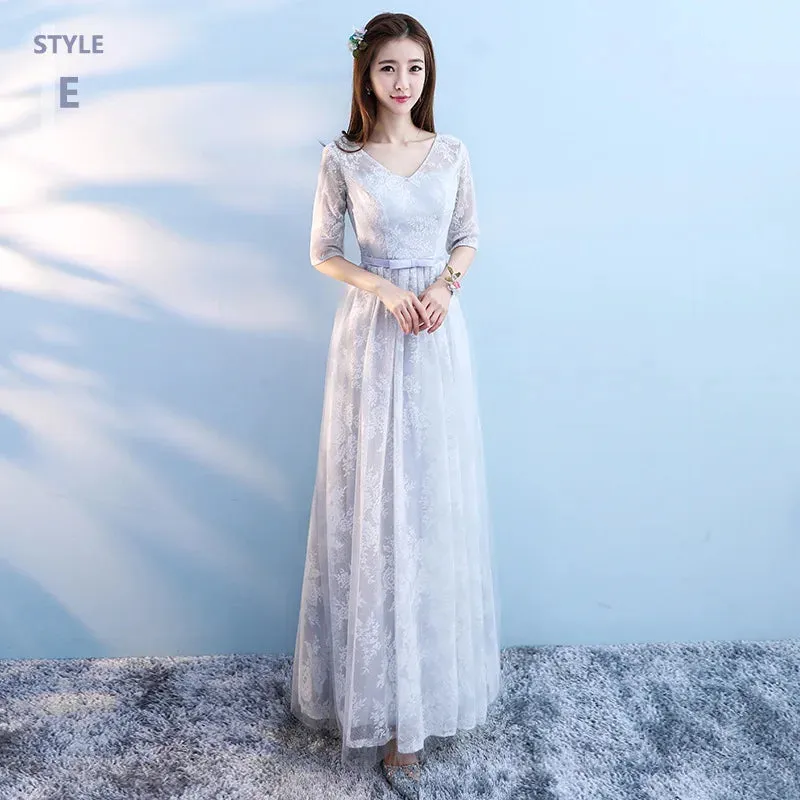 Elegant Bridesmaid Dresses for Women Blue Long Dress Tulle Appliques Wedding Banquet GownTemperament Ladies Prom Evening Dresses