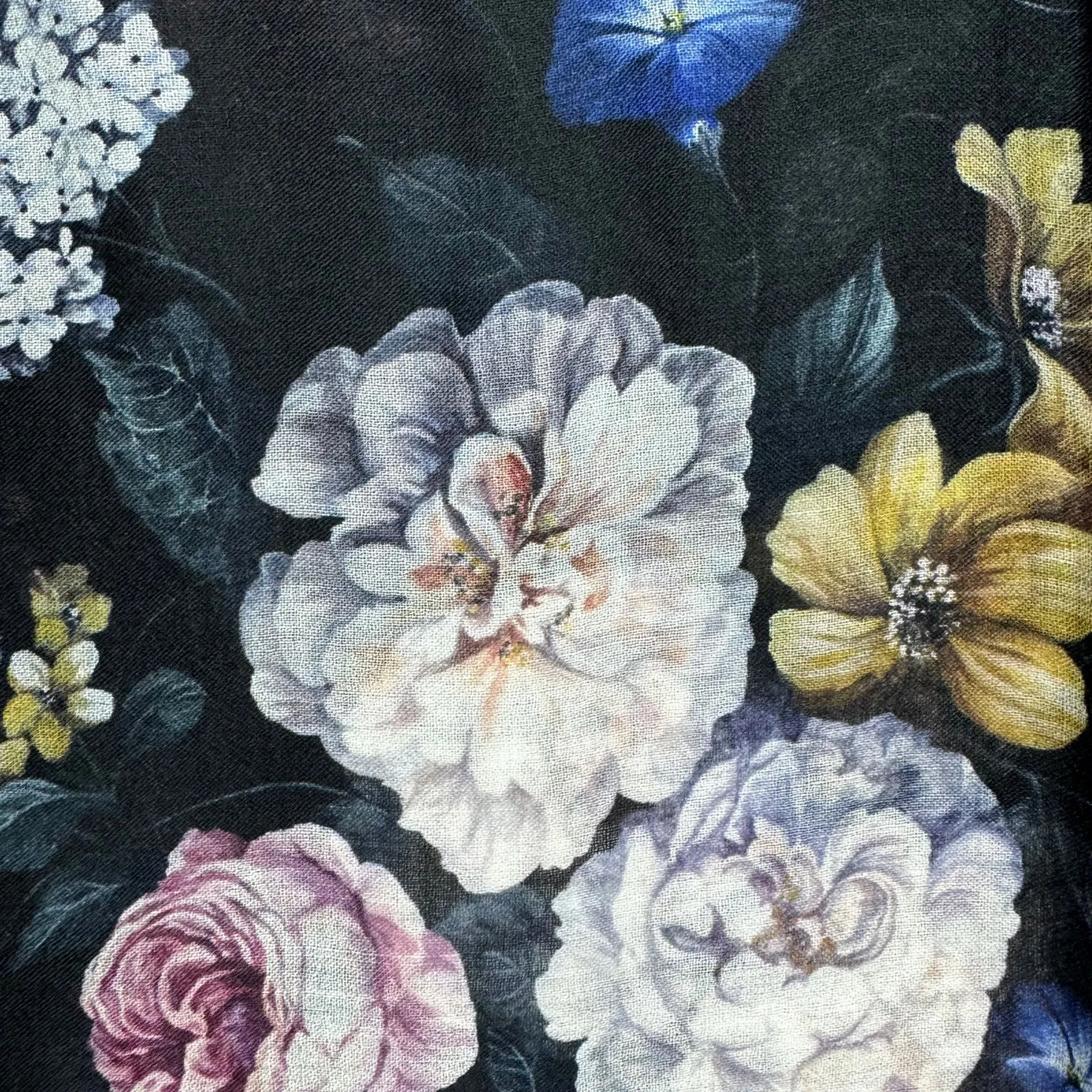 Elie Saab Scarf Floral - Extra Large 55 Inch Square Wool Wrap