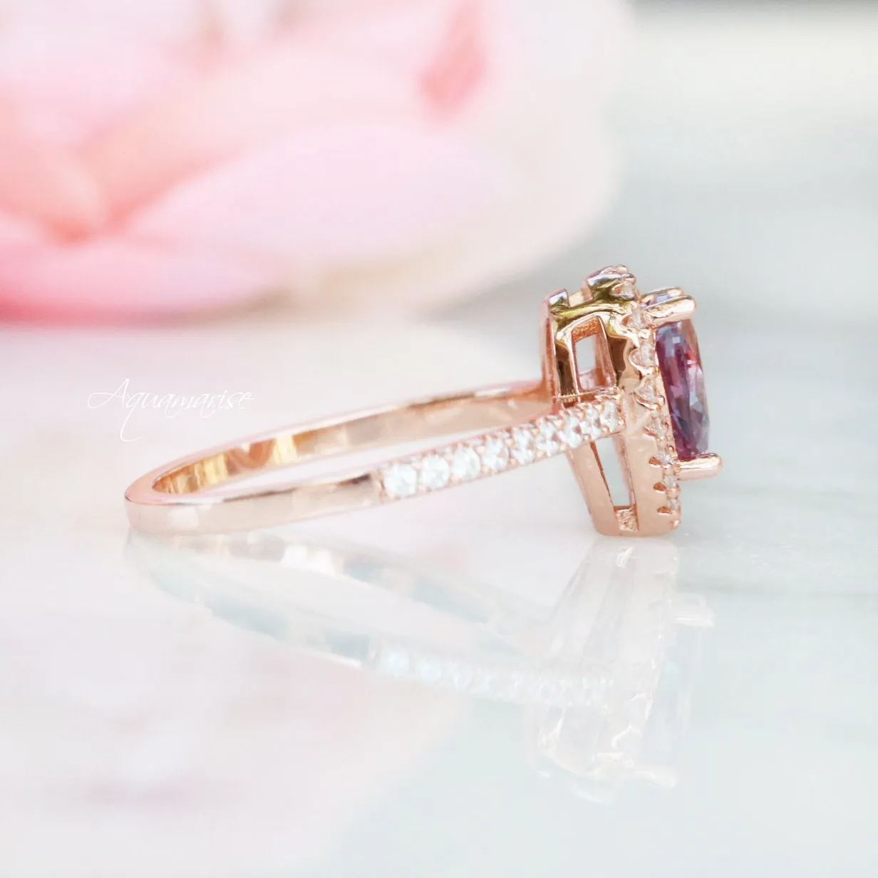 Emily Alexandrite Ring- 14K Rose Gold Vermeil