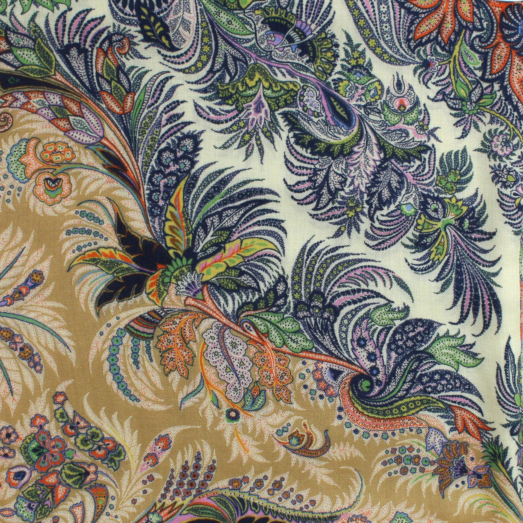 Etro Scarf Ornamental Paisley & Floral - Extra Large Square Cashmere Silk Shawl