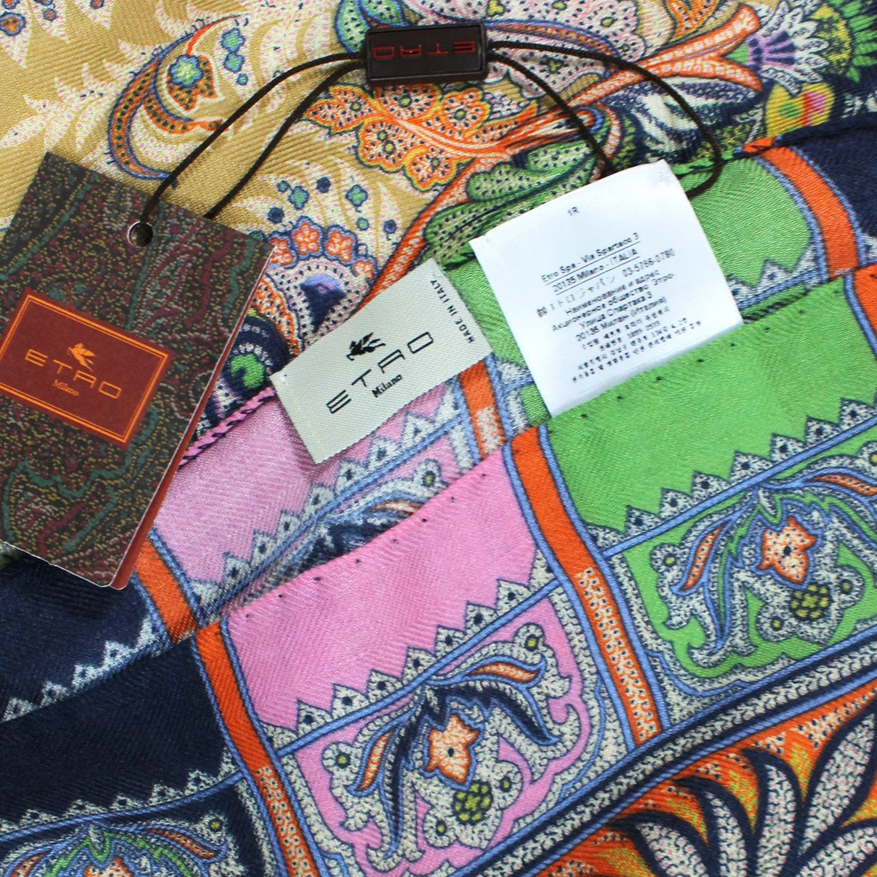 Etro Scarf Ornamental Paisley & Floral - Extra Large Square Cashmere Silk Shawl