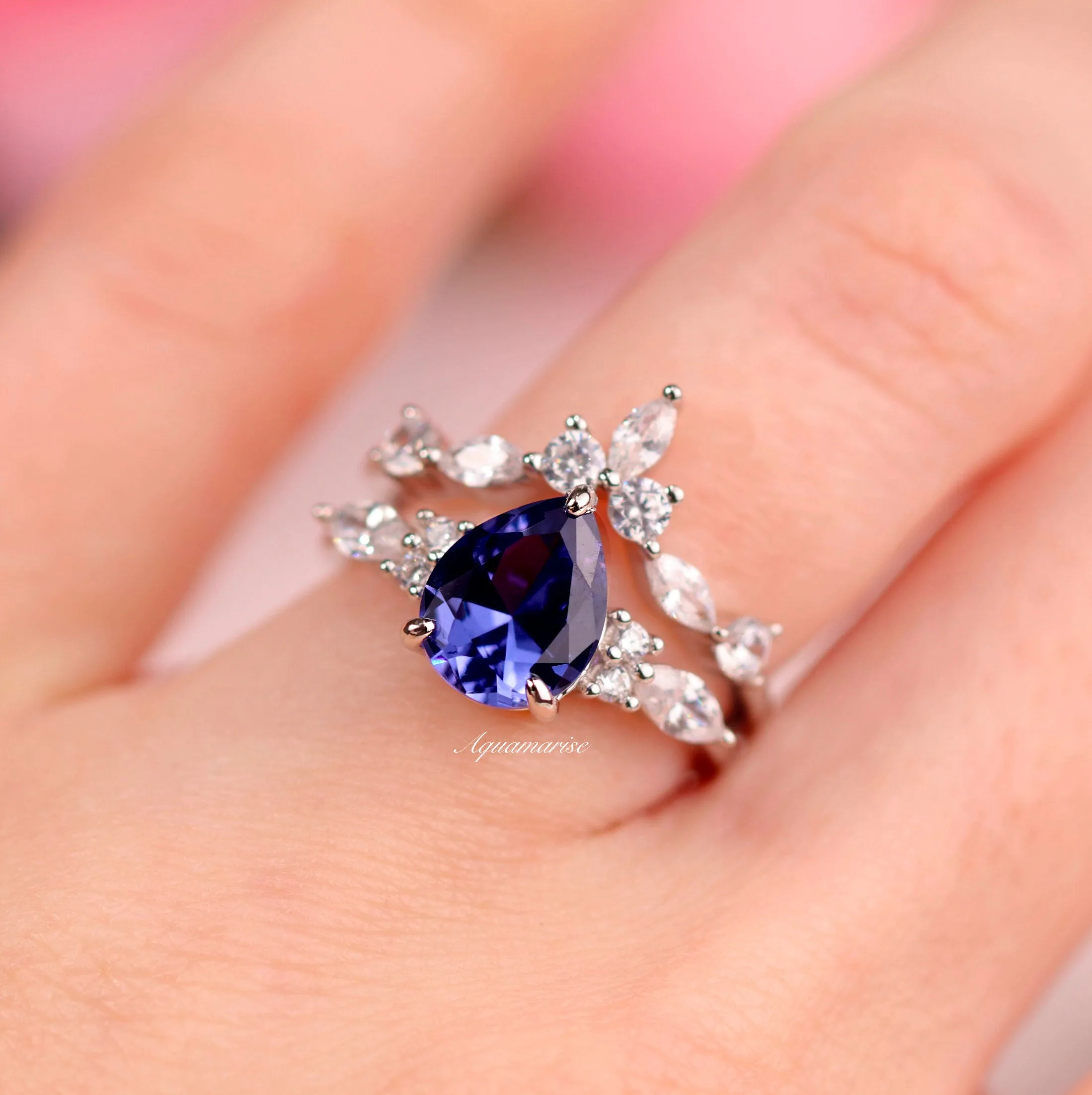Evelyn Tanzanite Ring Set- Sterling Silver