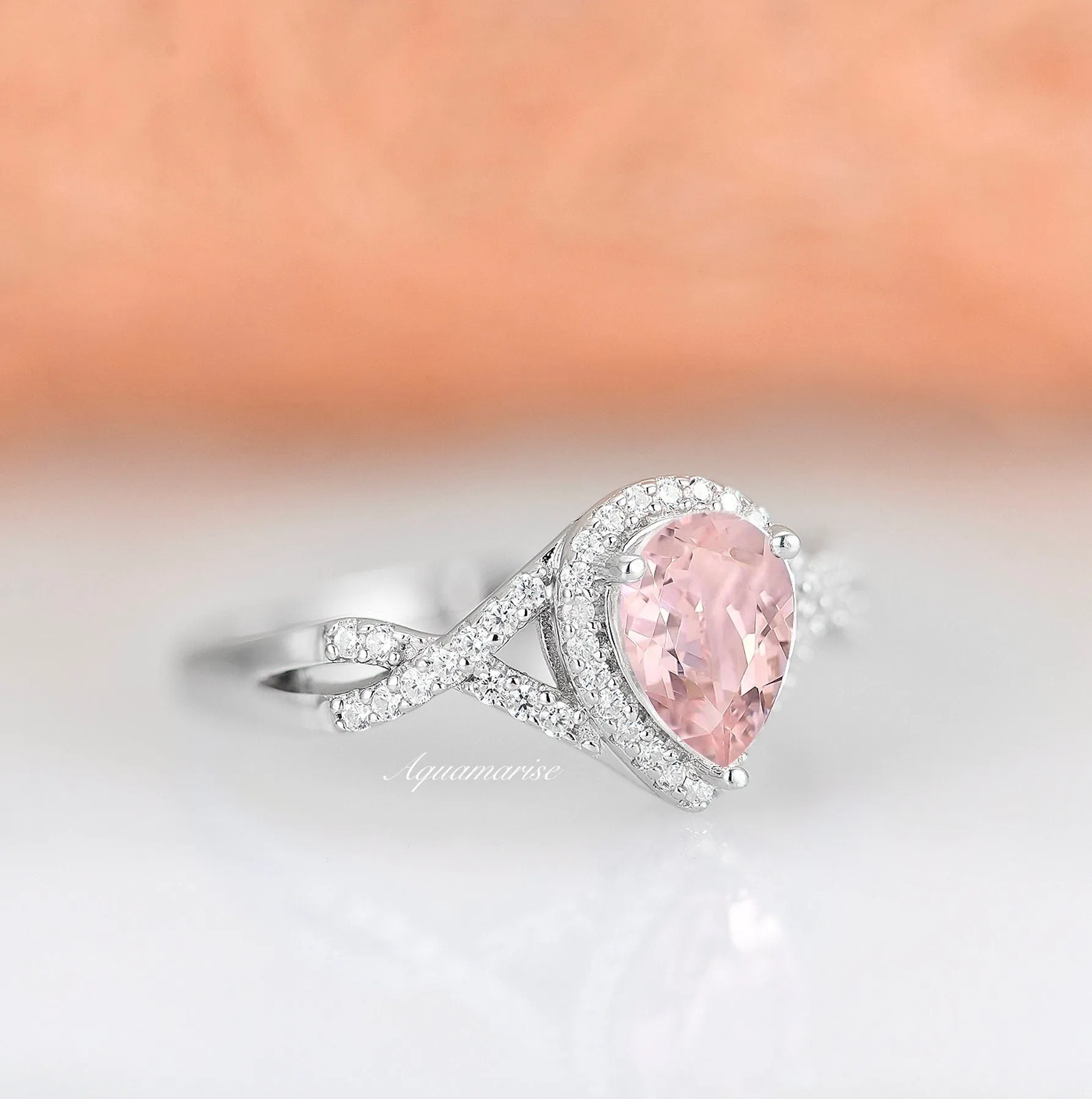 Flair Morganite Ring- Sterling Silver