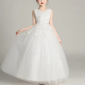 Girls Princess Sleeveless Flower Birthday / Wedding Party Banquet Long Dress