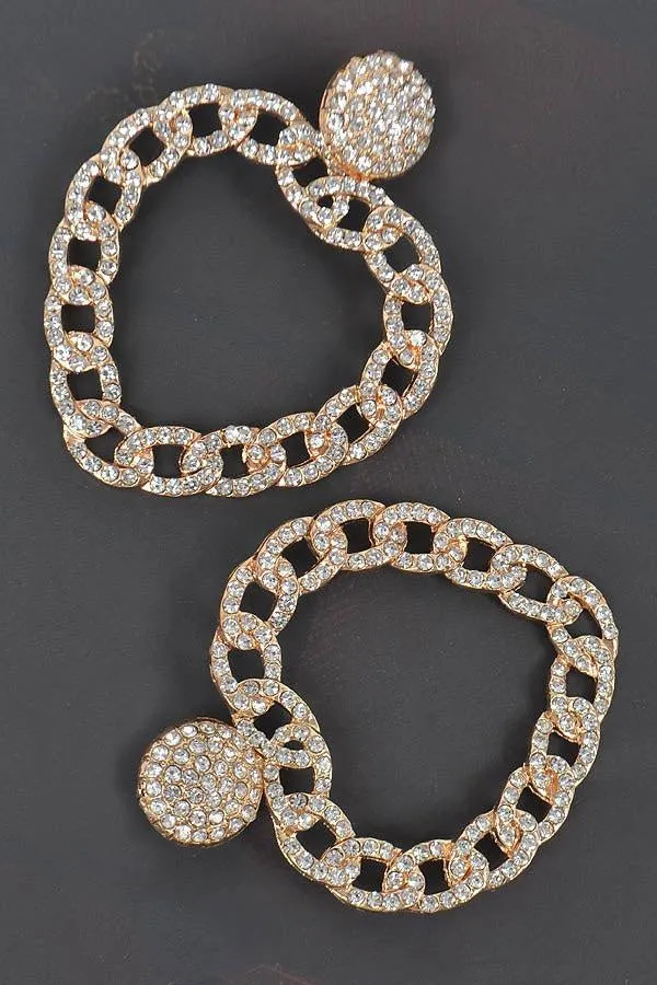 Heart Shape Rhinestone Chain Earring