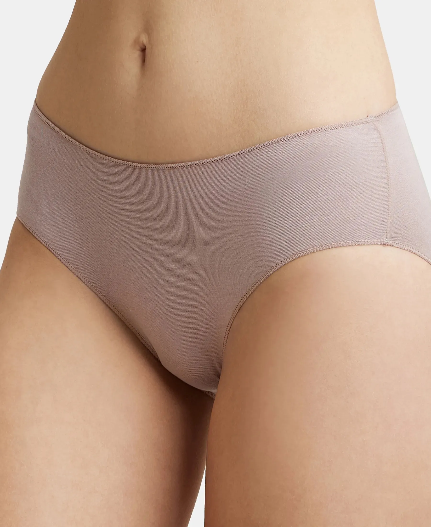 High Coverage Micro Modal Elastane Stretch Hipster With Ultrasoft Concealed Waistband - Mocha