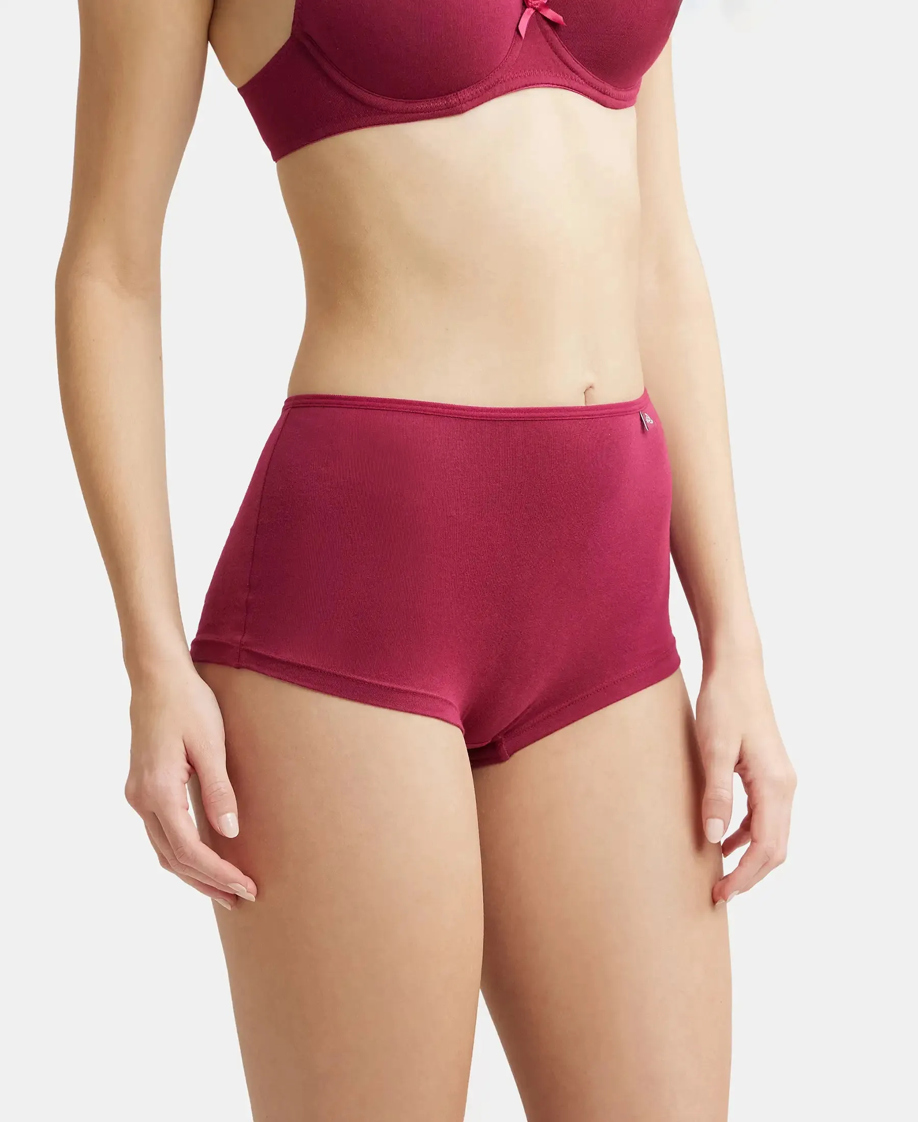 High Coverage Super Combed Cotton Elastane Stretch Boy Leg With Concealed Waistband and StayFresh Treatment - Beet Red