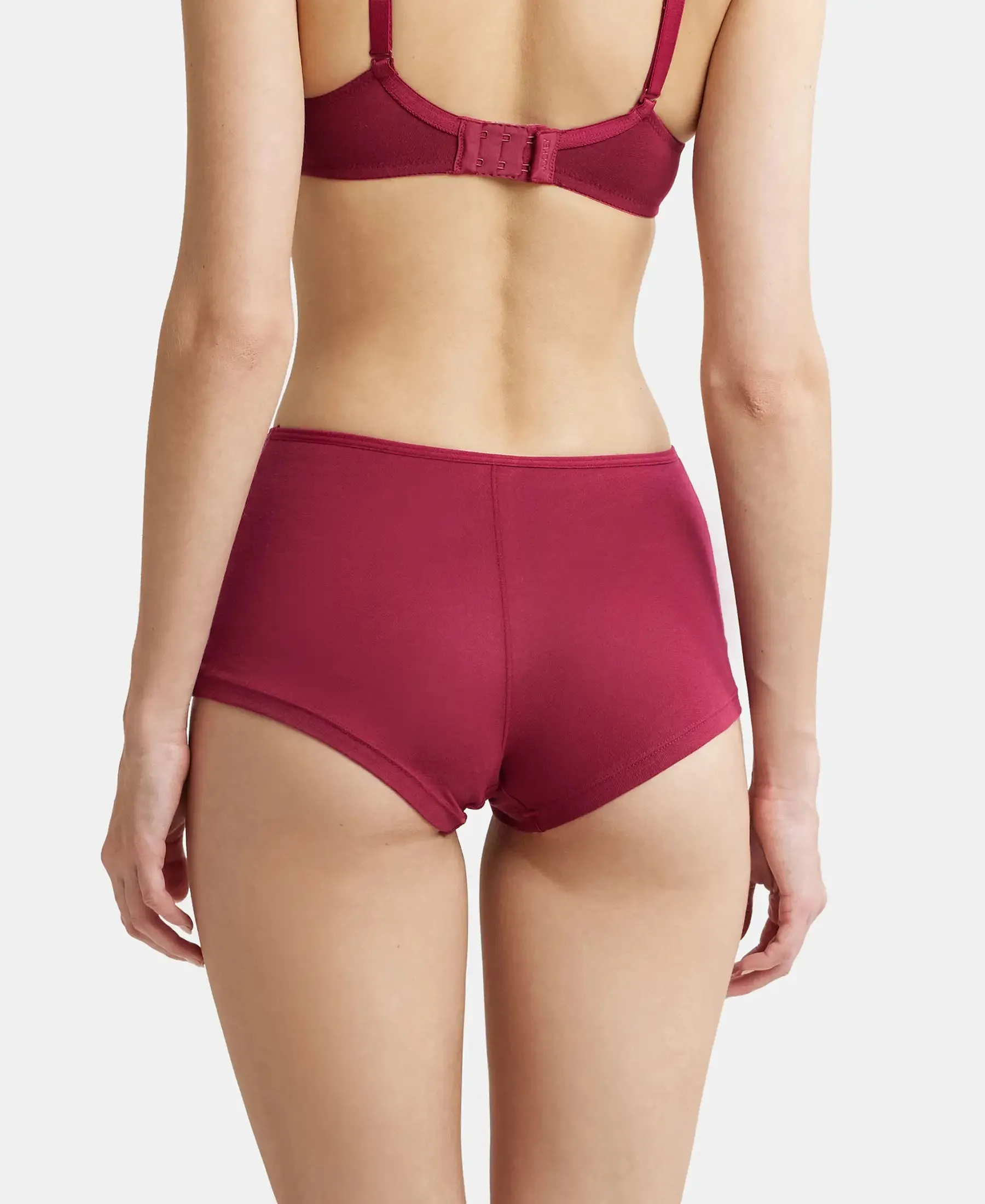 High Coverage Super Combed Cotton Elastane Stretch Boy Leg With Concealed Waistband and StayFresh Treatment - Beet Red