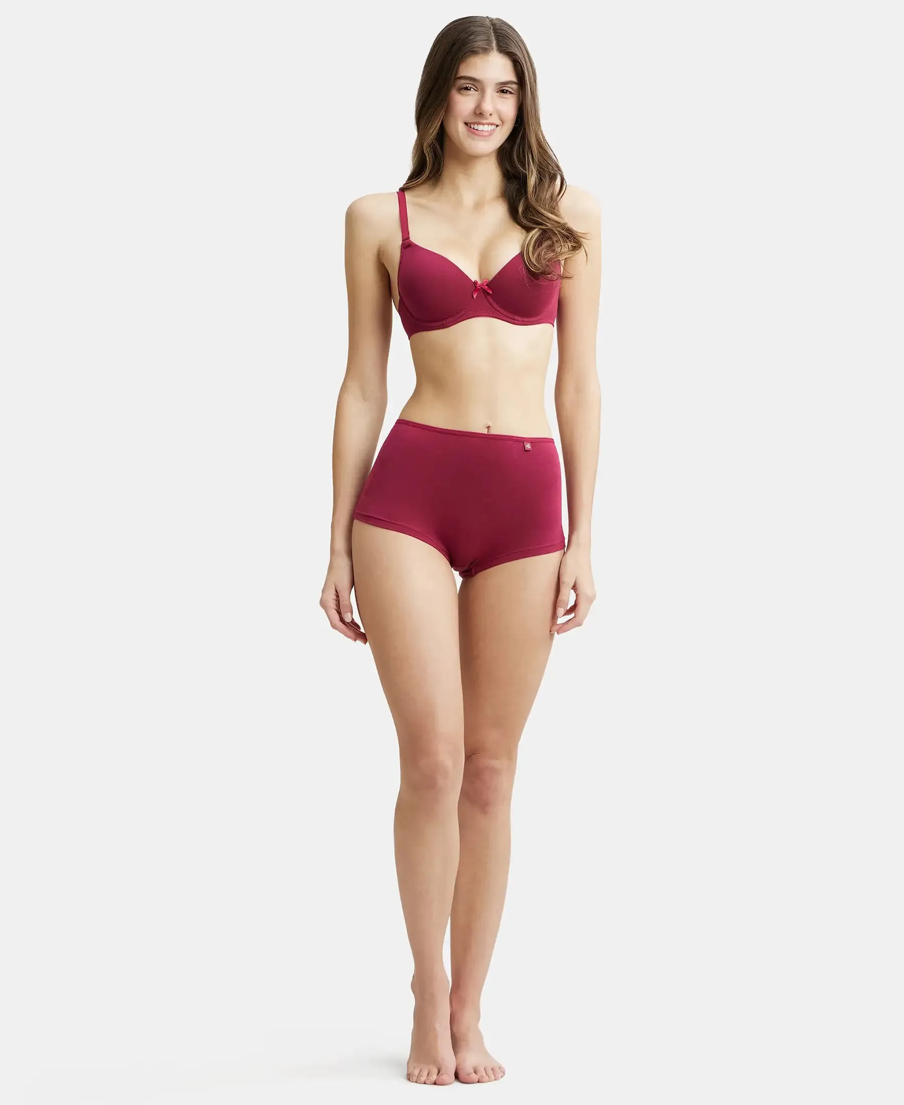 High Coverage Super Combed Cotton Elastane Stretch Boy Leg With Concealed Waistband and StayFresh Treatment - Beet Red