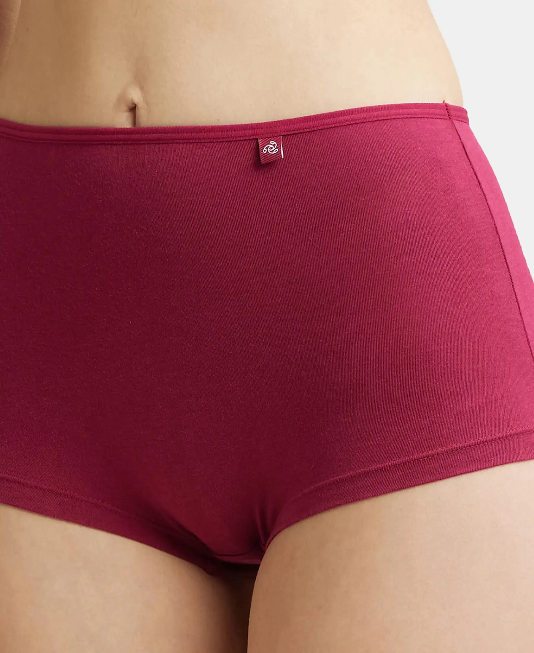 High Coverage Super Combed Cotton Elastane Stretch Boy Leg With Concealed Waistband and StayFresh Treatment - Beet Red