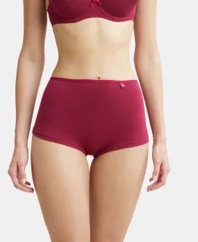 High Coverage Super Combed Cotton Elastane Stretch Boy Leg With Concealed Waistband and StayFresh Treatment - Beet Red