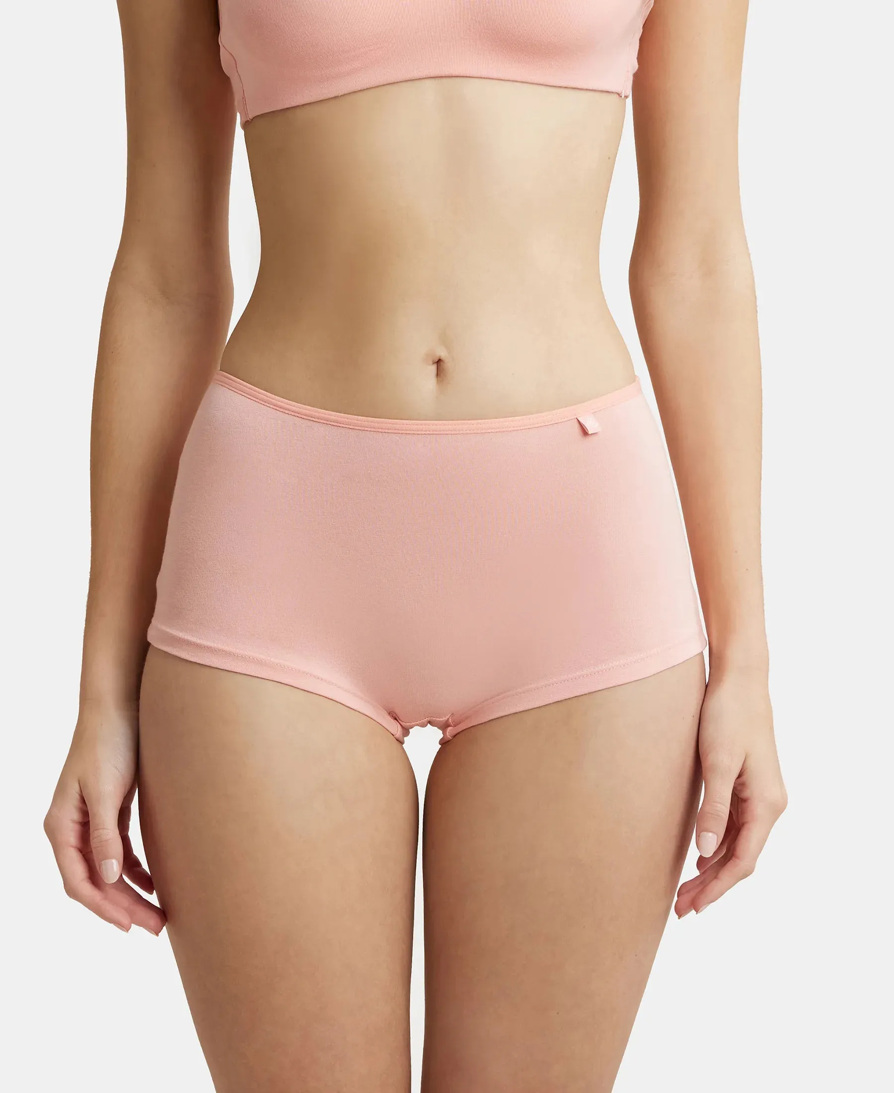 High Coverage Super Combed Cotton Elastane Stretch Boy Leg With Concealed Waistband and StayFresh Treatment - Candlelight Peach