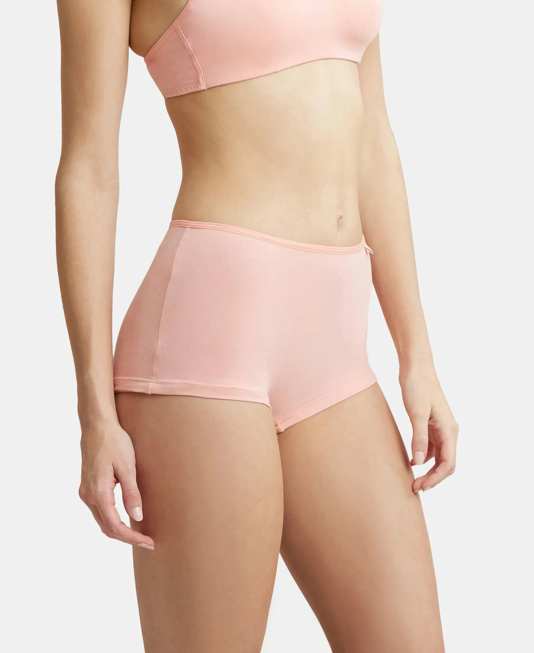 High Coverage Super Combed Cotton Elastane Stretch Boy Leg With Concealed Waistband and StayFresh Treatment - Candlelight Peach
