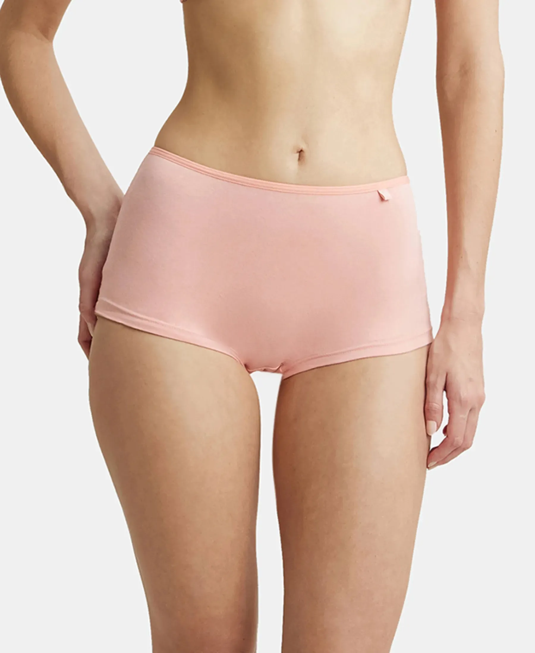 High Coverage Super Combed Cotton Elastane Stretch Boy Leg With Concealed Waistband and StayFresh Treatment - Candlelight Peach