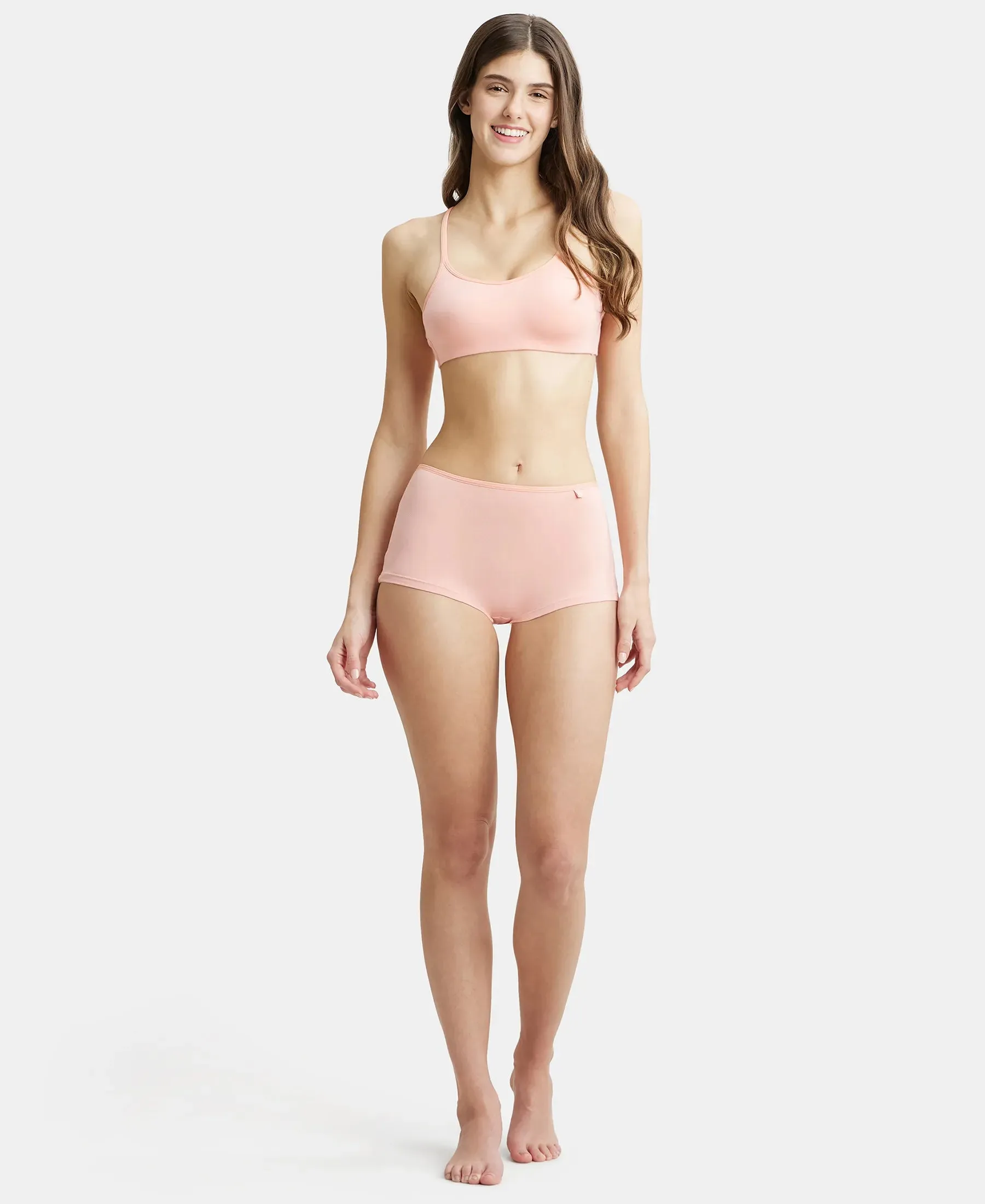 High Coverage Super Combed Cotton Elastane Stretch Boy Leg With Concealed Waistband and StayFresh Treatment - Candlelight Peach