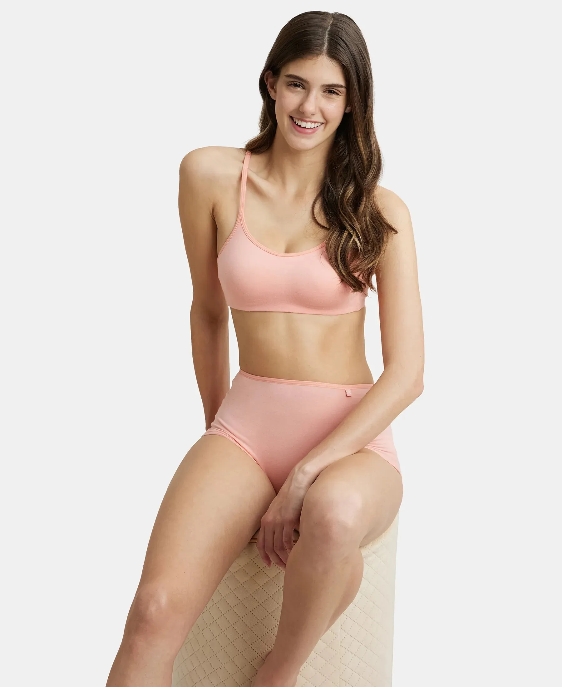 High Coverage Super Combed Cotton Elastane Stretch Boy Leg With Concealed Waistband and StayFresh Treatment - Candlelight Peach