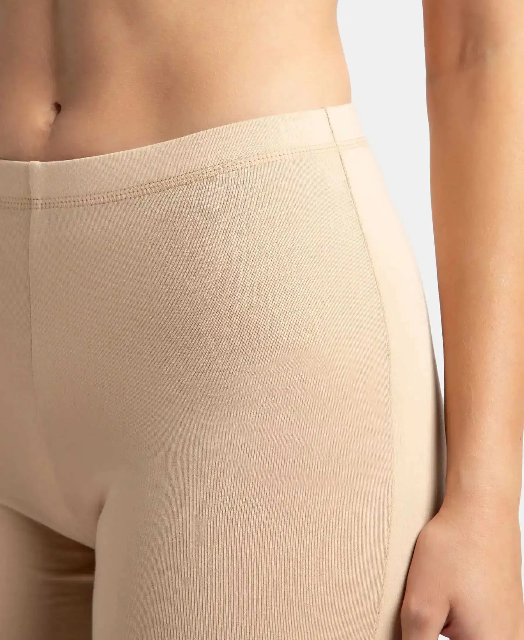 High Coverage Super Combed Cotton Elastane Stretch Shorties With Concealed Waistband - Skin