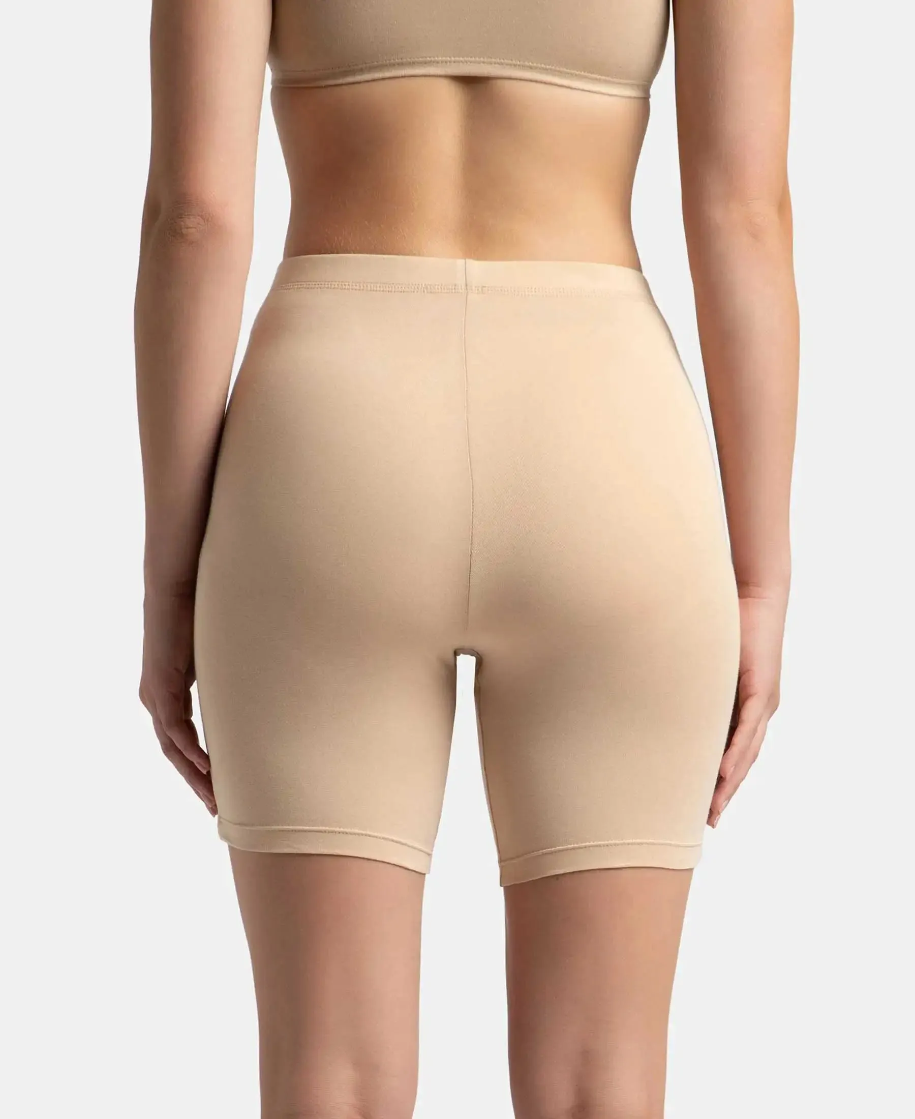 High Coverage Super Combed Cotton Elastane Stretch Shorties With Concealed Waistband - Skin
