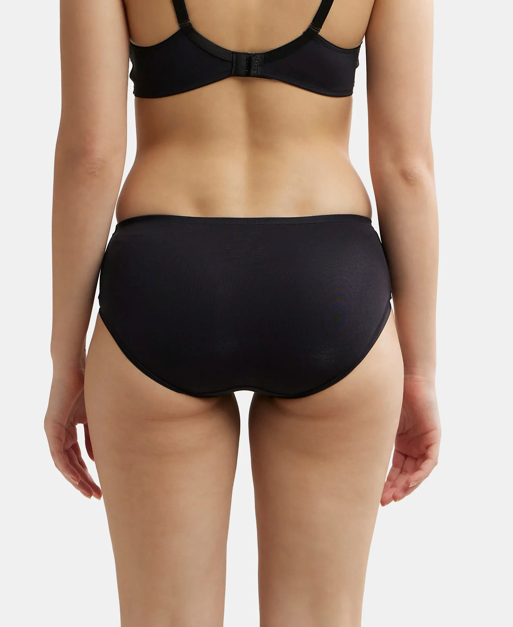 High Coverage Tencel Lyocell Elastane Stretch High Waist Hipster With Concealed Waistband and StayFresh Treatment - Black