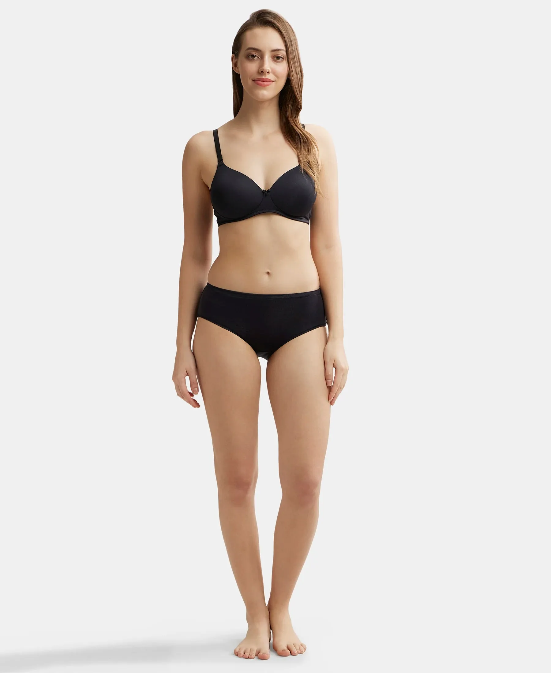 High Coverage Tencel Lyocell Elastane Stretch High Waist Hipster With Concealed Waistband and StayFresh Treatment - Black