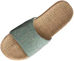 HUAIDE Linen Slippers for Women Men Flax Tatami Slippers Indoor Skid-Proof House Slipper Open Toe
