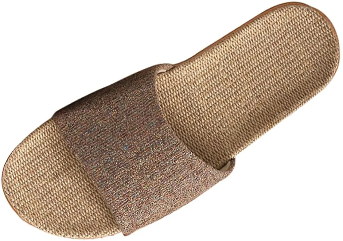HUAIDE Linen Slippers for Women Men Flax Tatami Slippers Indoor Skid-Proof House Slipper Open Toe