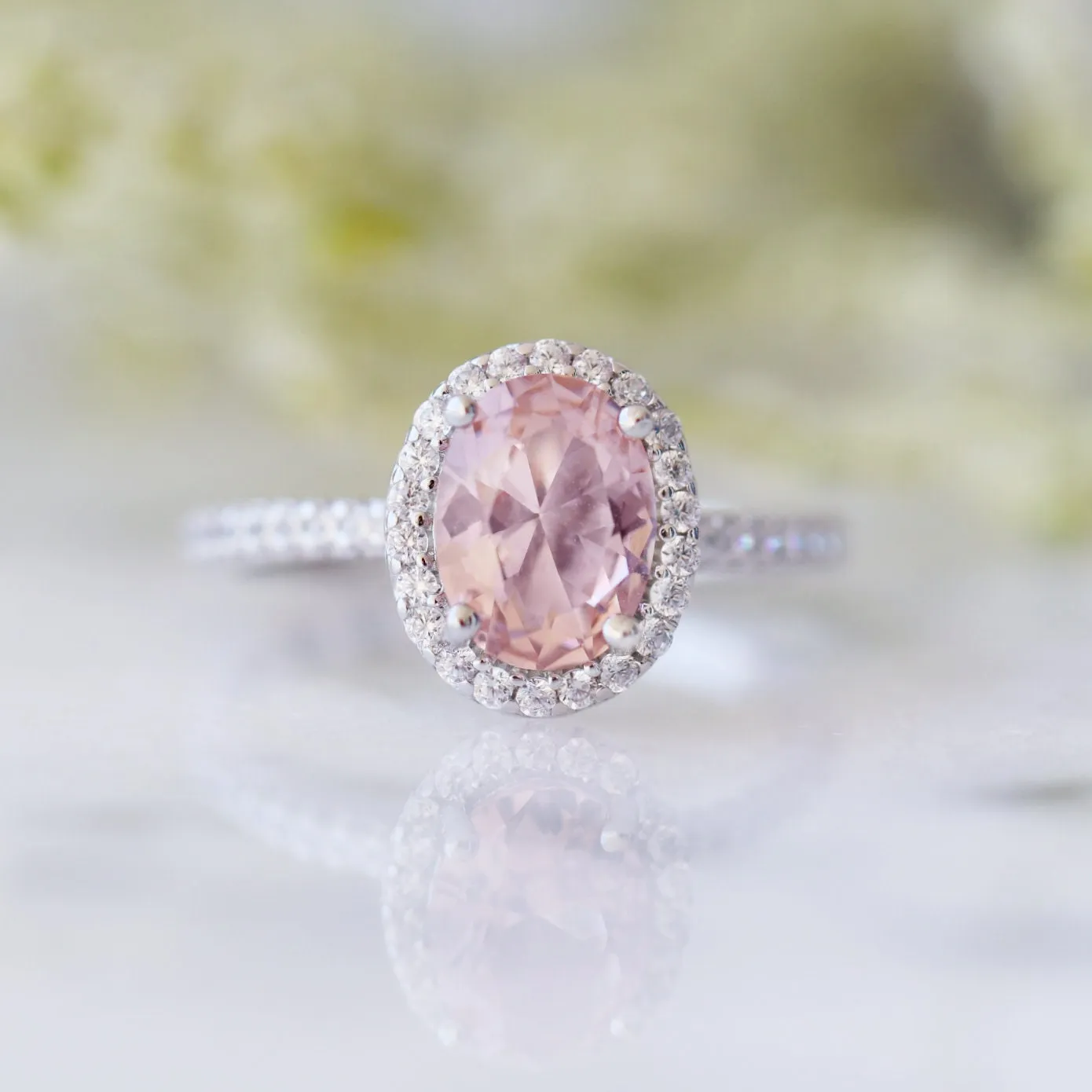 Iris Oval Morganite Ring- Sterling Silver