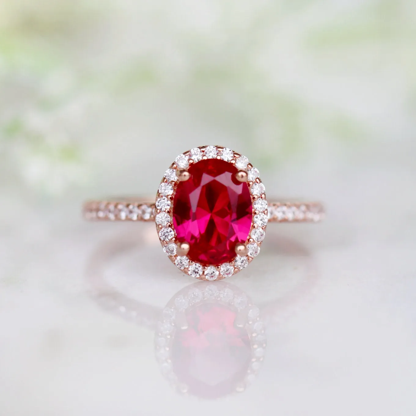 Iris Ruby Ring- 14K Rose Gold Vermeil