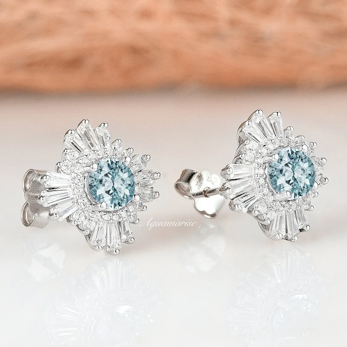 Joelle aquamarine Earrings- Sterling Silver