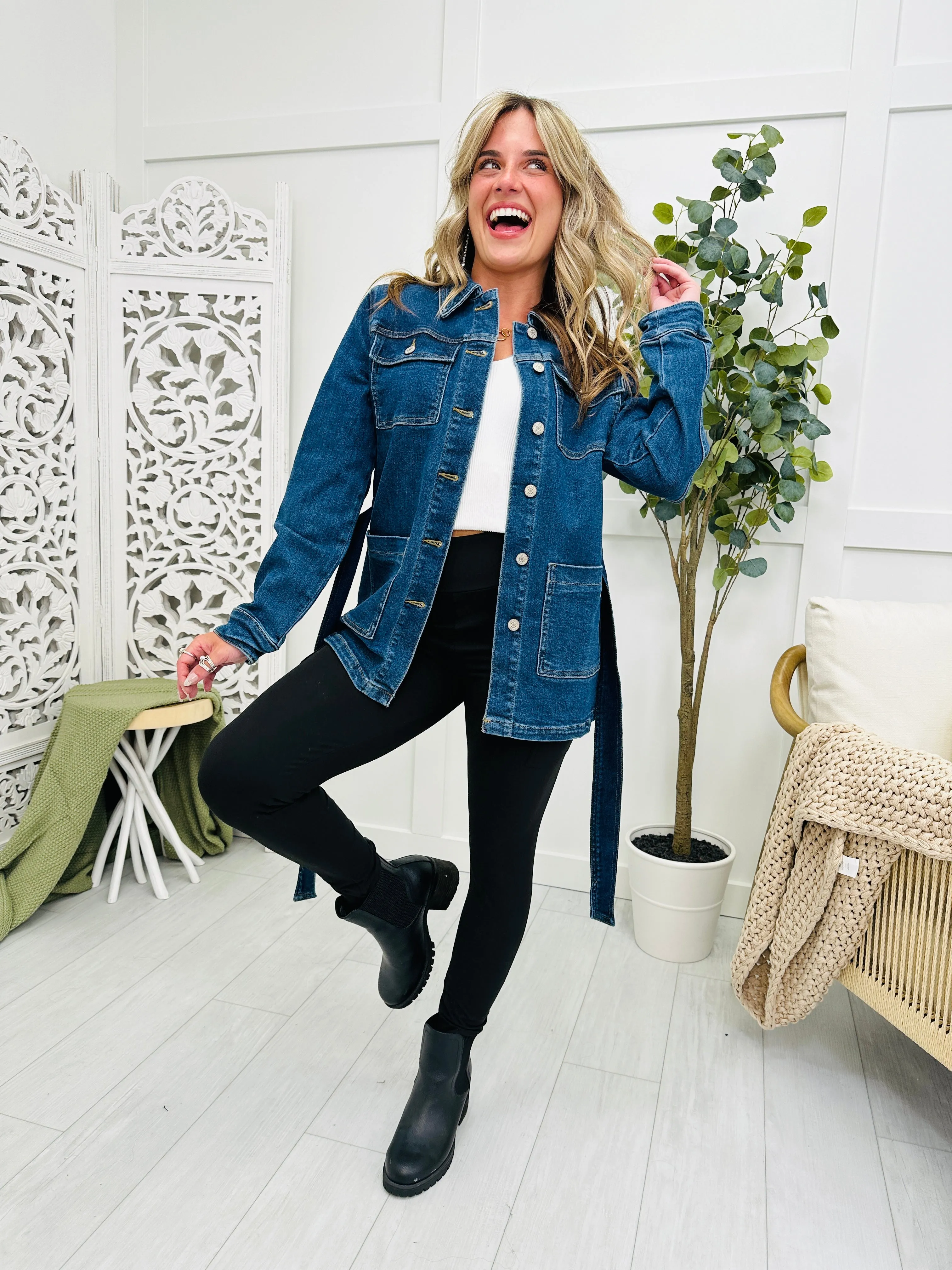 Judy Blue Takin' Care of Business Mid Length Denim Jacket in Reg/Curvy