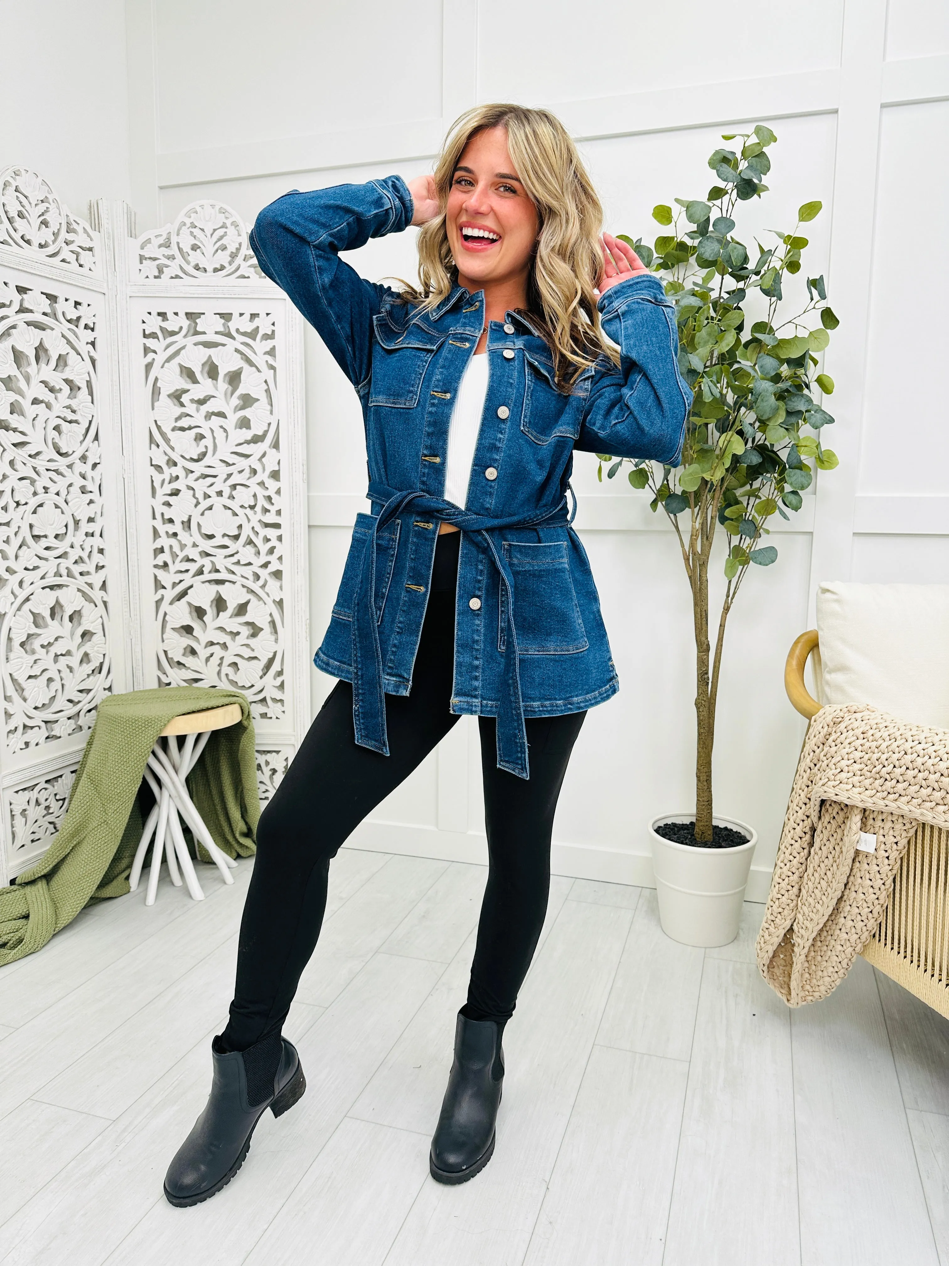 Judy Blue Takin' Care of Business Mid Length Denim Jacket in Reg/Curvy