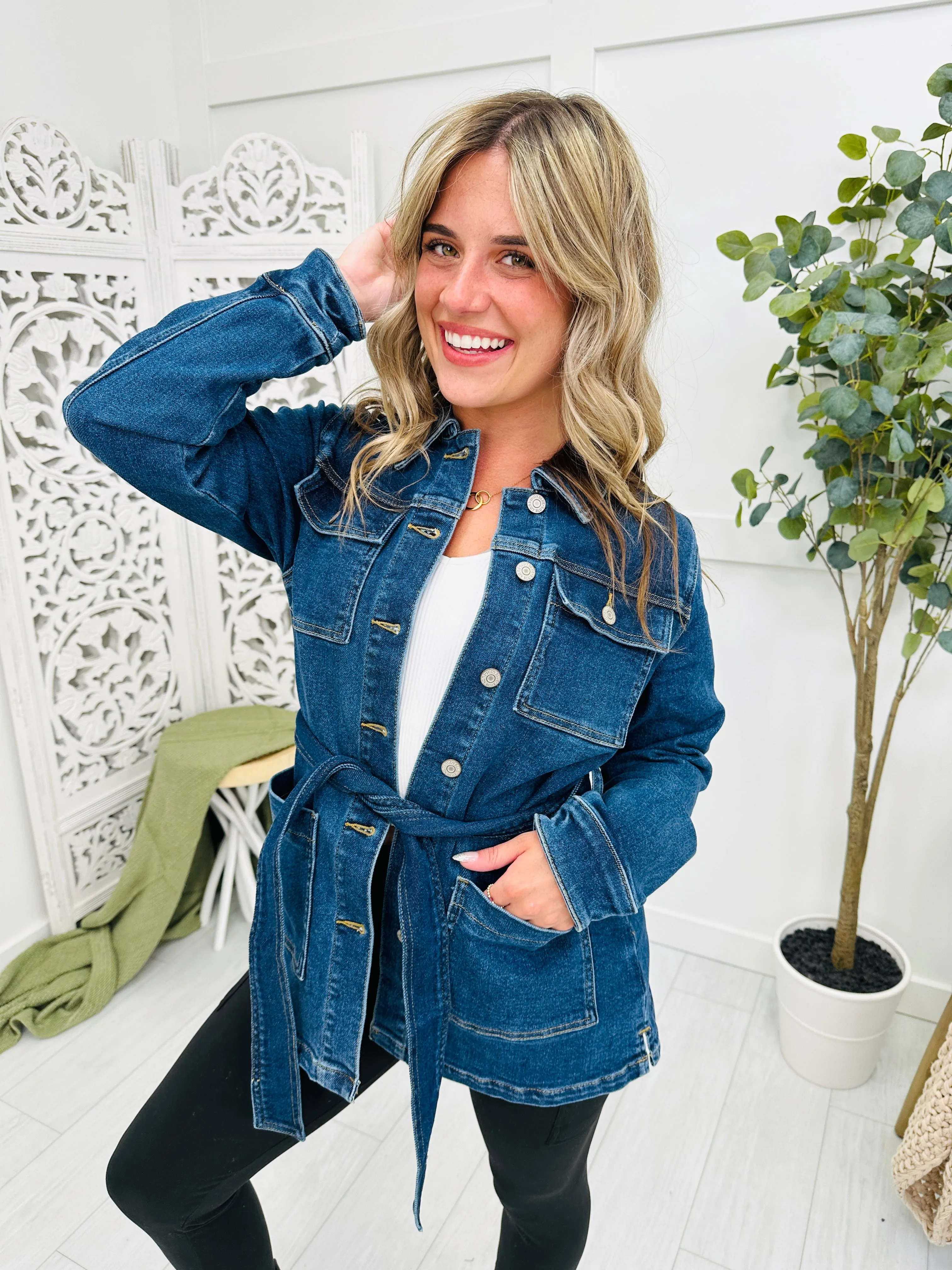 Judy Blue Takin' Care of Business Mid Length Denim Jacket in Reg/Curvy