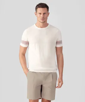 Knitted T-Shirt w. Stripes: Off White