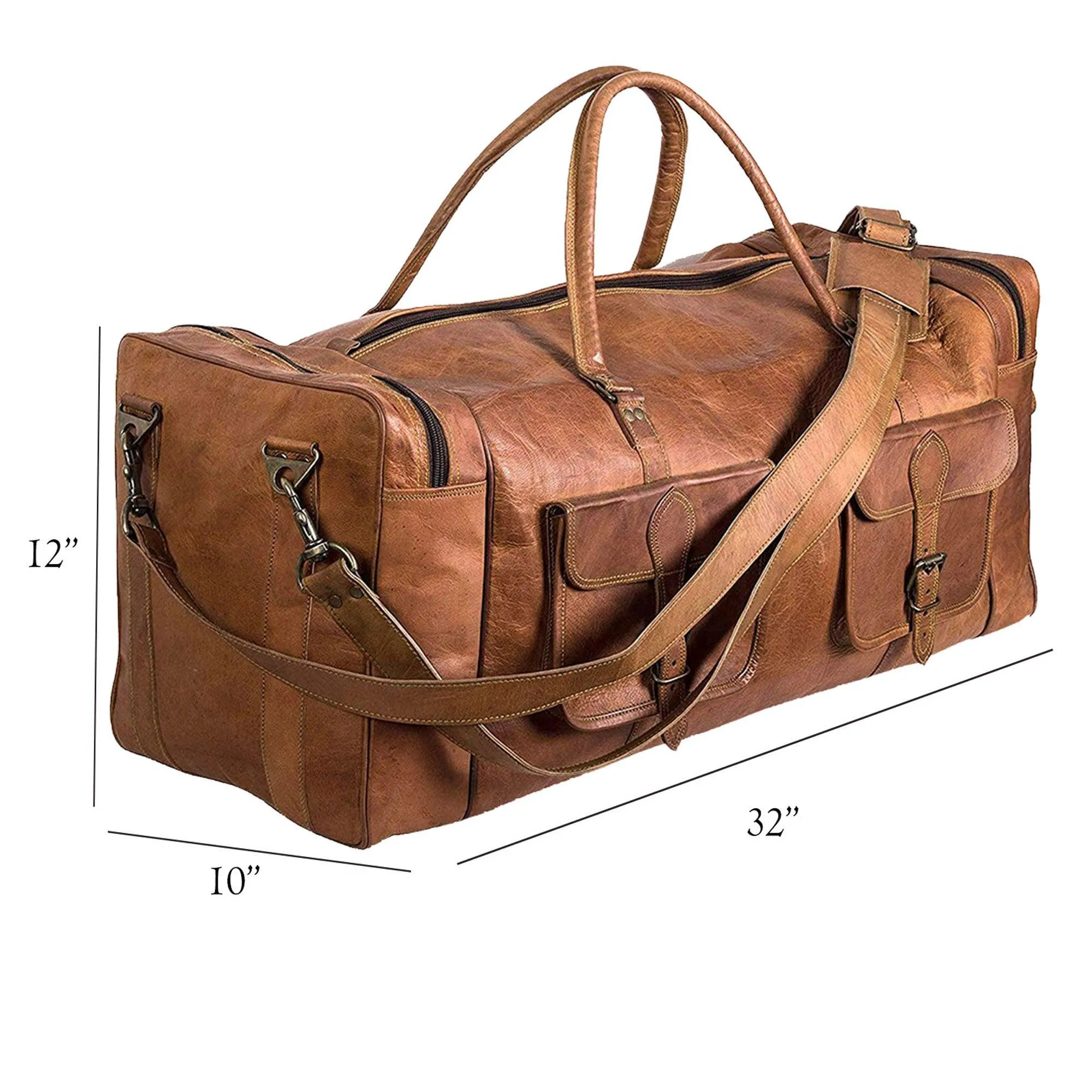 Leather Large 32 inch duffel bags for men holdall leather travel bag overnight gym sports weekend bag
