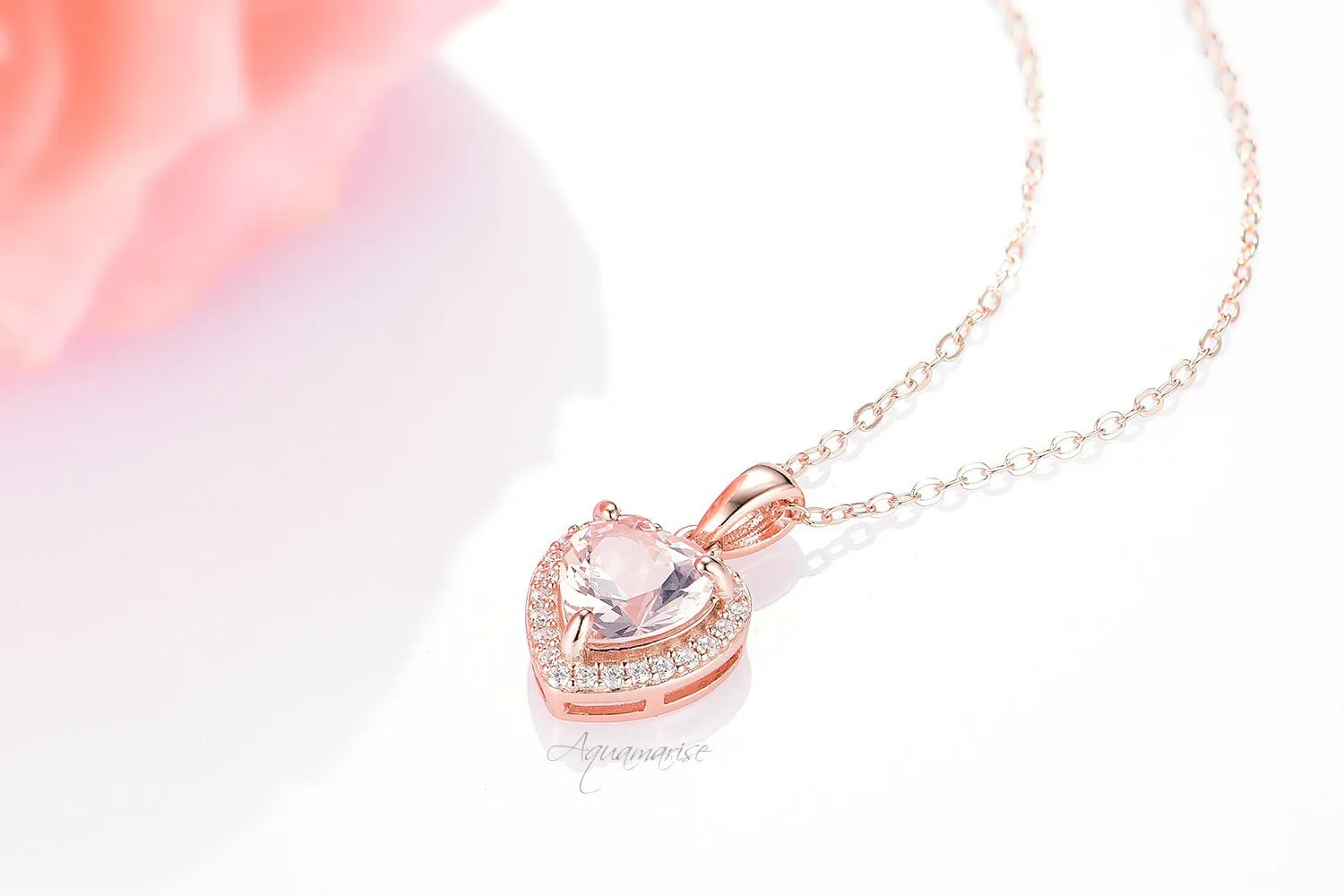 Love Morganite Necklace- 14K Rose Gold Vermeil