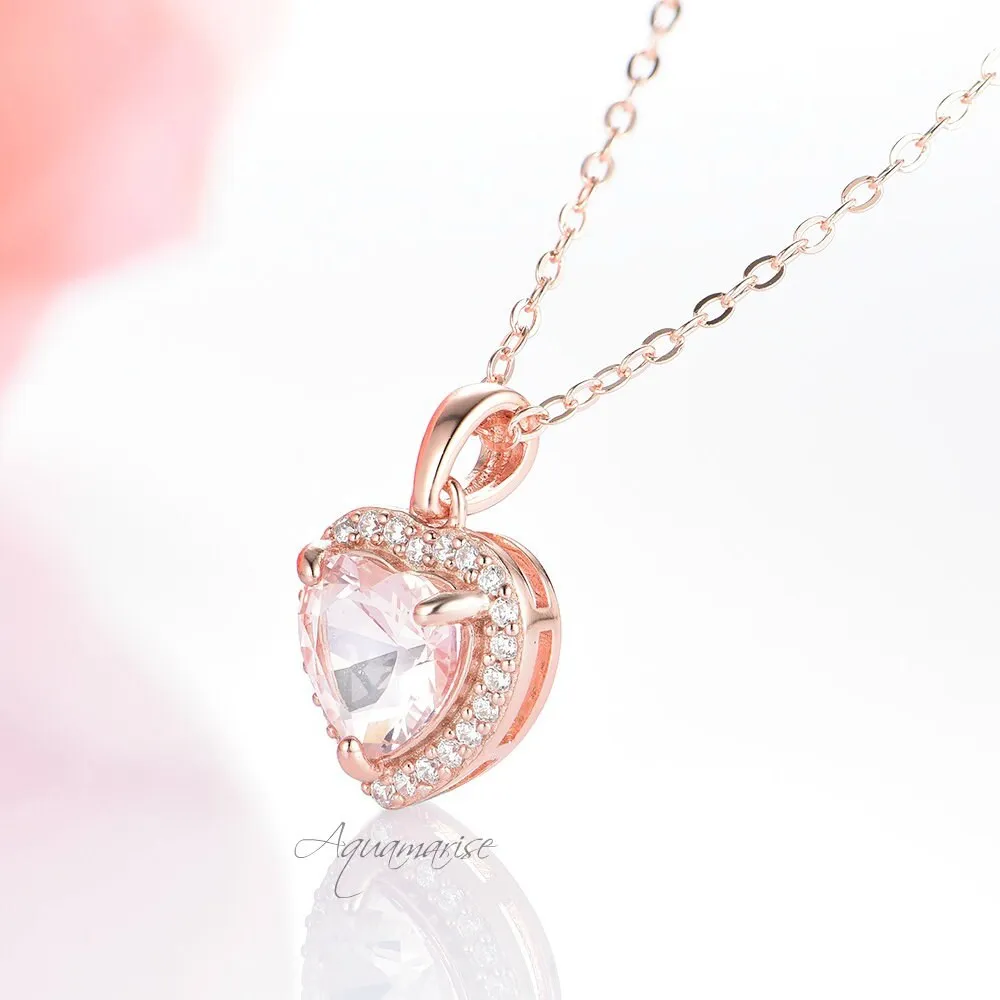 Love Morganite Necklace- 14K Rose Gold Vermeil