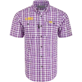 LSU Hunter Creek Windowpane Plaid Short Sleeve Shirt