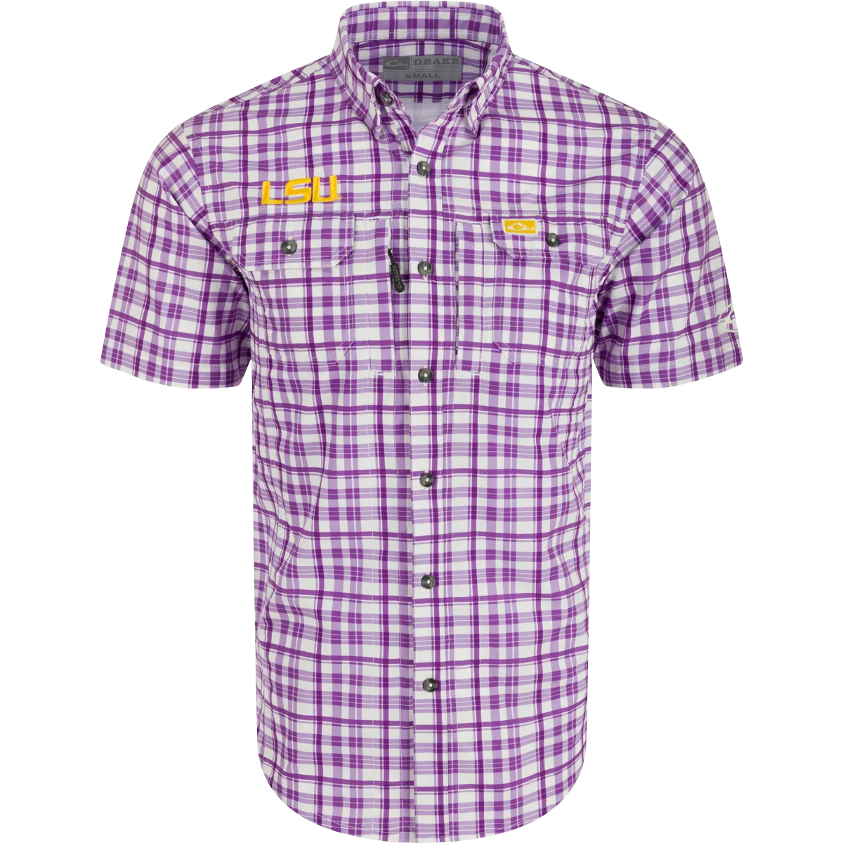 LSU Hunter Creek Windowpane Plaid Short Sleeve Shirt