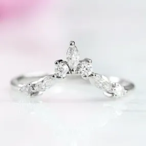 Marquise Diamond Wedding Band- 14K White Gold