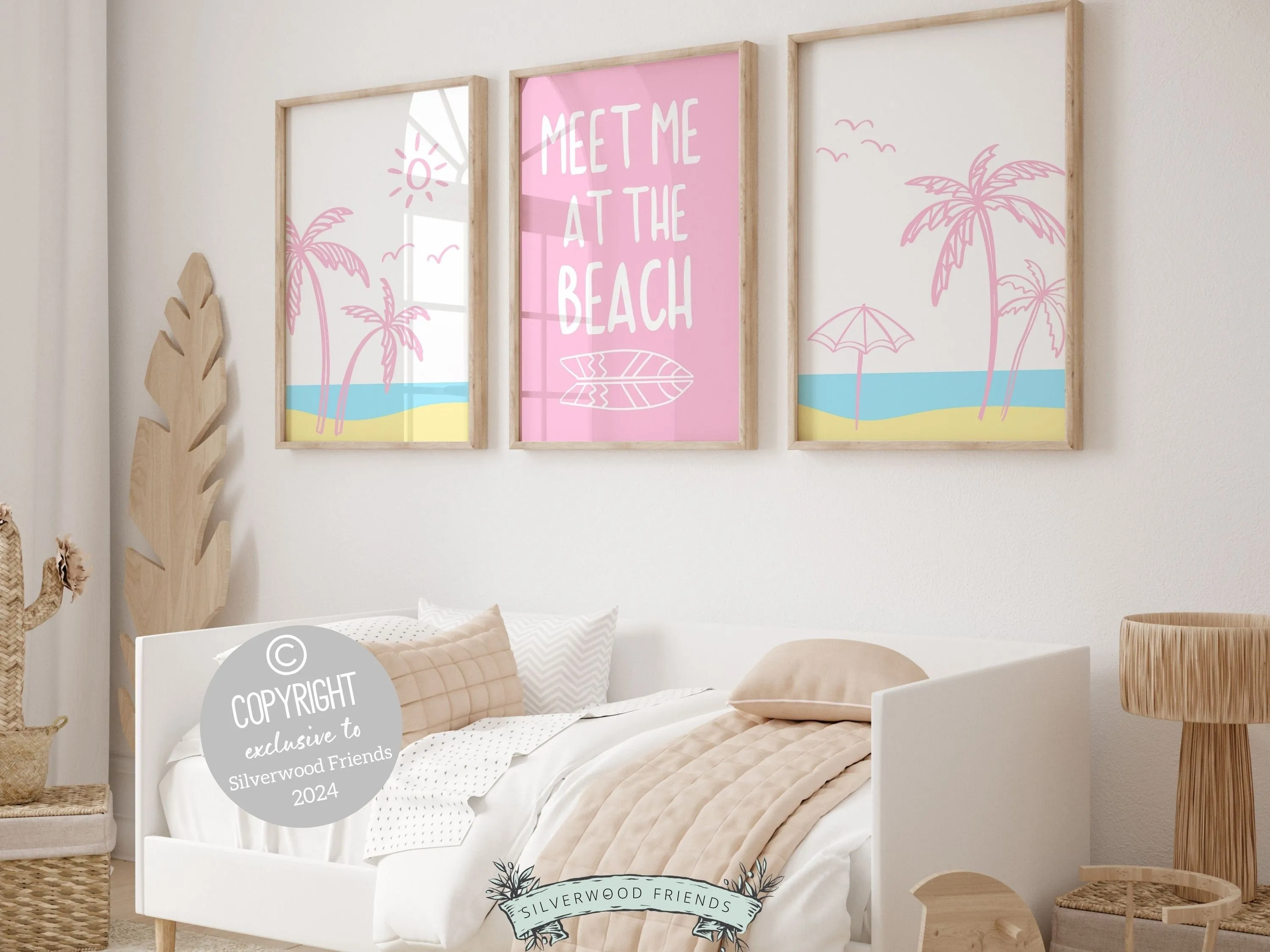 Meet Me At The Beach - Set of 3 Pink