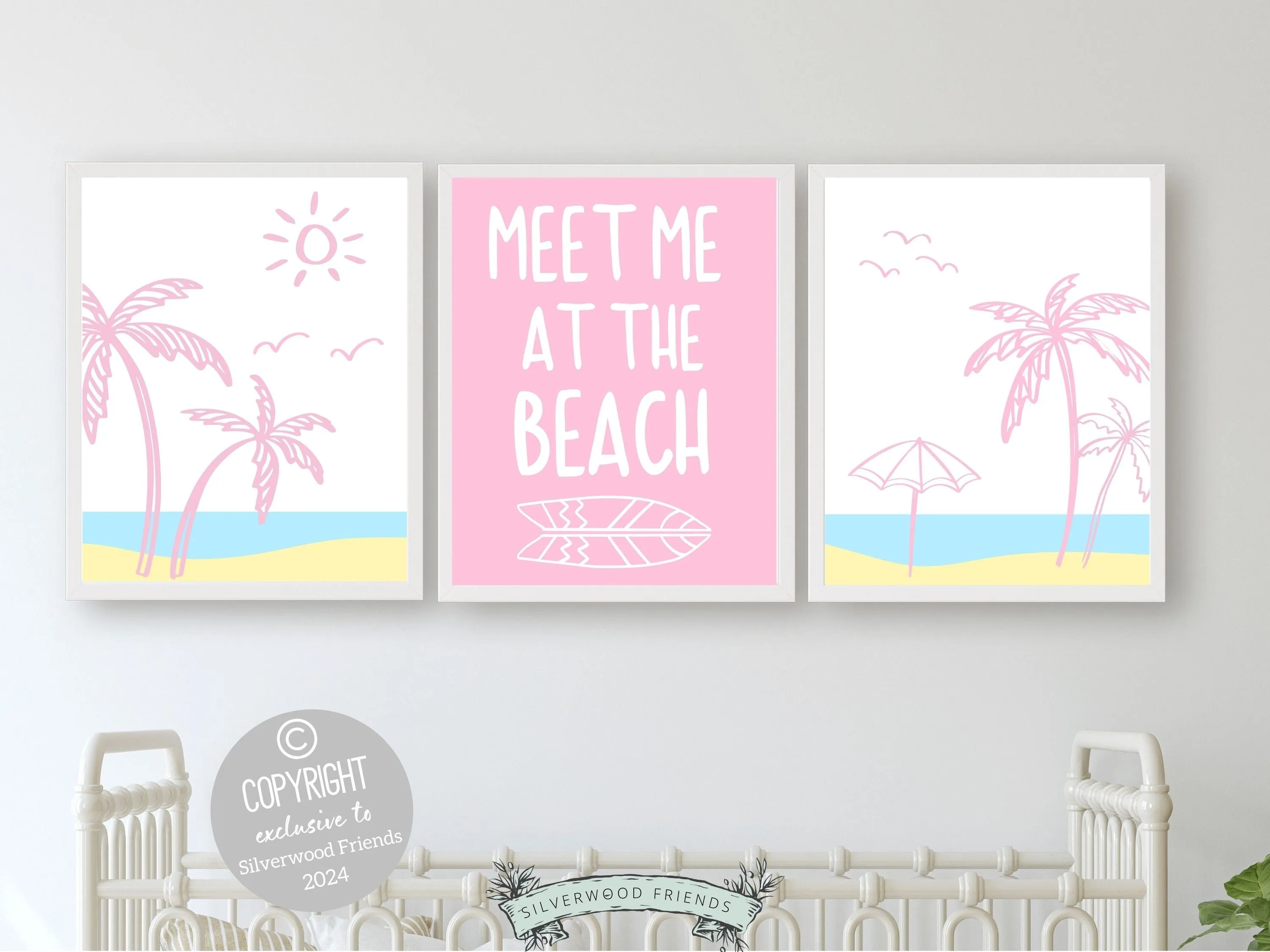 Meet Me At The Beach - Set of 3 Pink