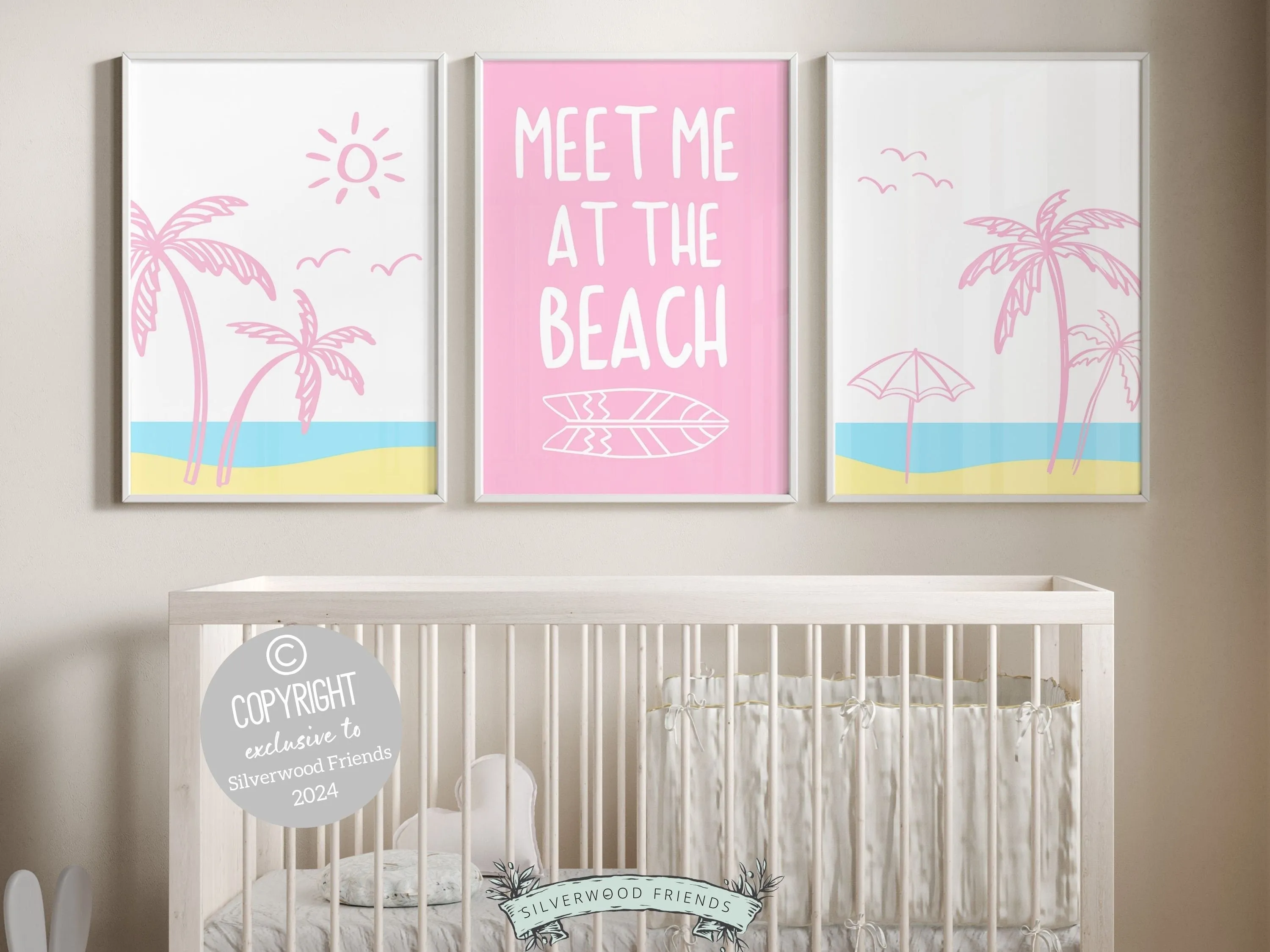 Meet Me At The Beach - Set of 3 Pink